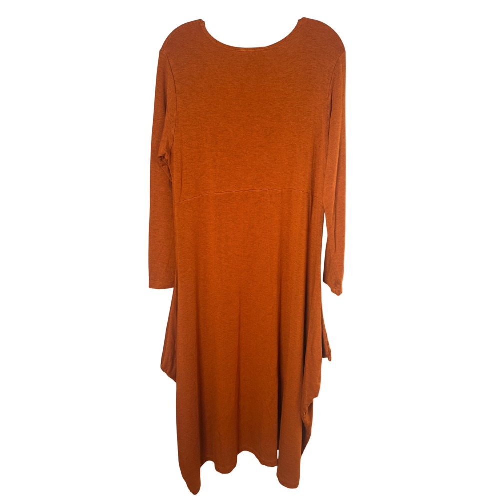Bryn Walker Lantern Dress Womens L Rust Rayon Spandex Lagenlook Long Sleeve - Picture 3 of 6